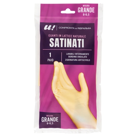 Guanti Satinati in Lattice Naturale 1 Paio Misura Grande U! Confronta e Risparmia